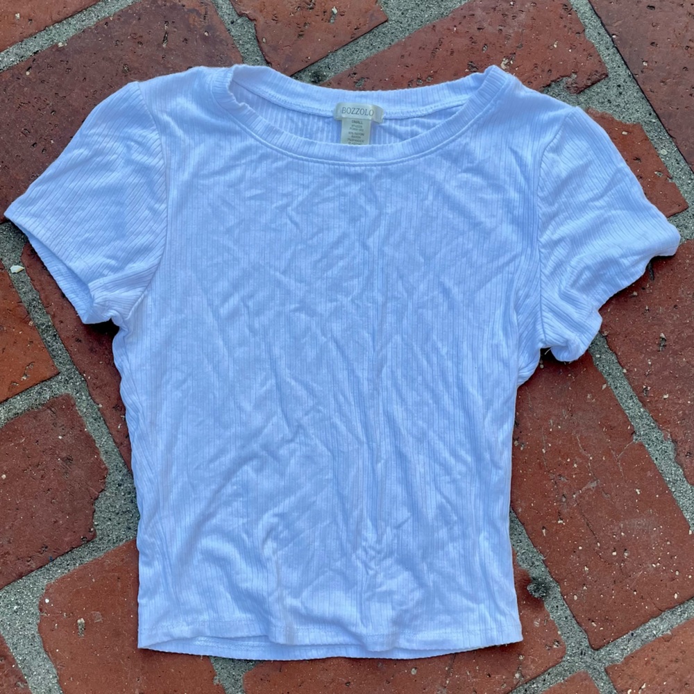 Bozzolo Ribbed White Crop Top